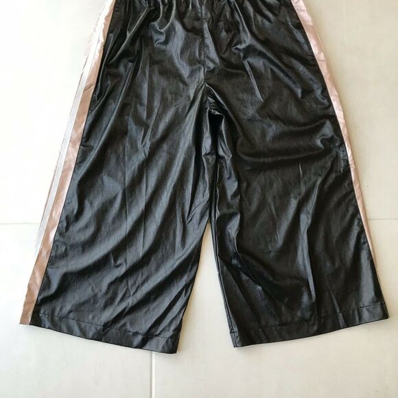 Bebe Vegan Leather High Waist Tuxedo Stripe Culottes Pants - Picture 12 of 12